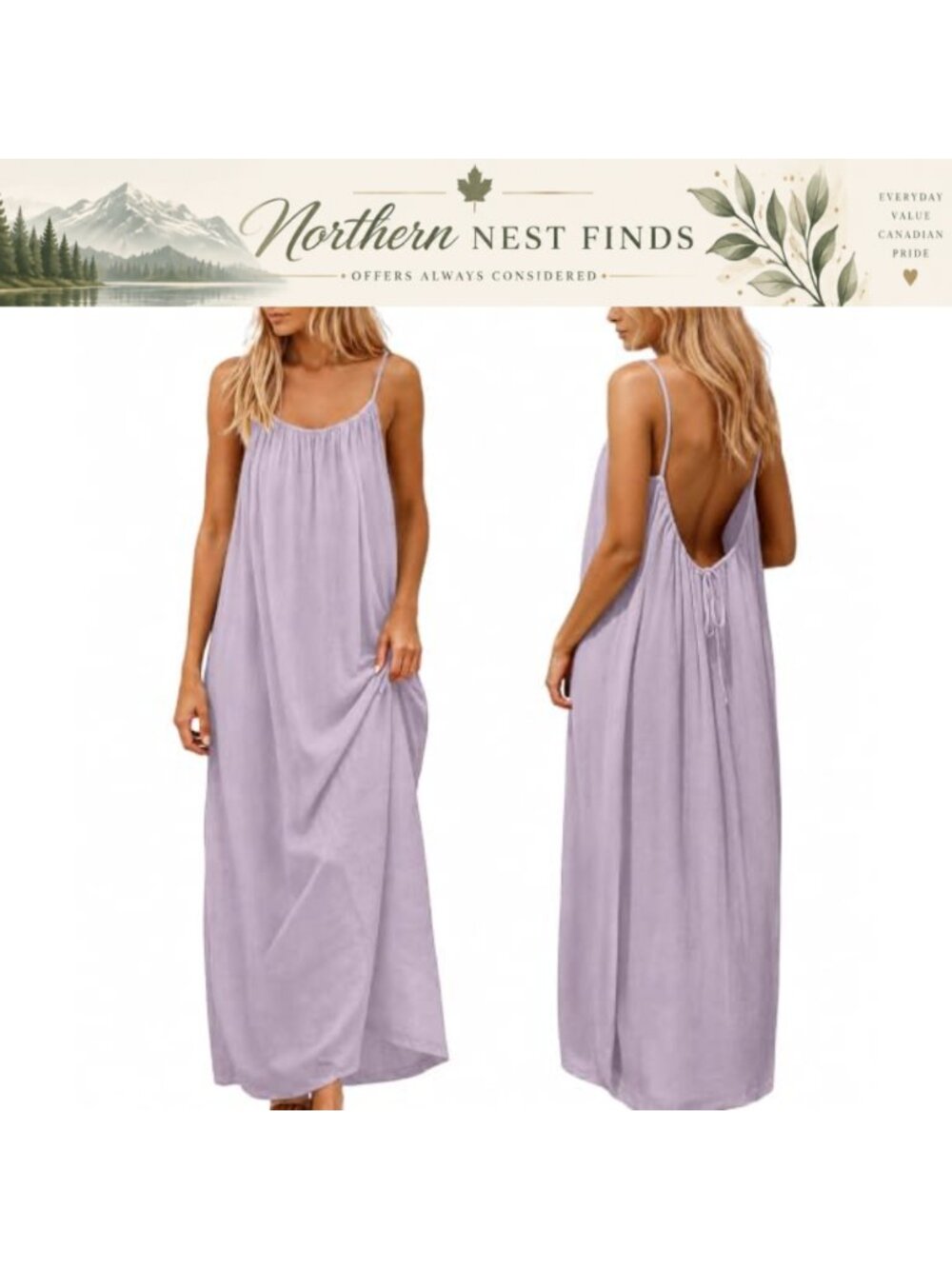 Backless Cami Maxi Dress Sleeveless A-Line Summer Casual Sundress